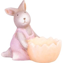 Decoratiune iepuras roz din teracota pentru Paste, MagicHome, 12 cm