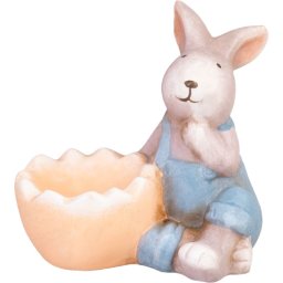 Decoratiune de Paste iepuras albastru din teracota MagicHome 12x7x10,5 cm