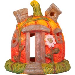 Decoratiune dovleac-casuta din ceramica MagicHome Nature, 16,2 cm