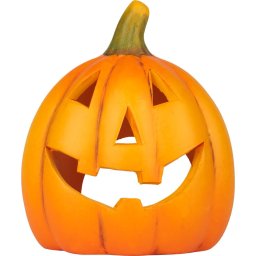 Decoratiune dovleac Halloween vesel din teracota, 13x10x15 cm