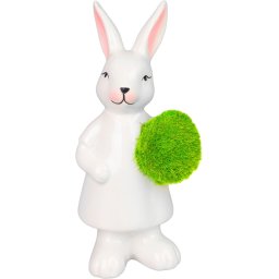 Figurina decorativa de Paste MagicHome, iepuras cu ou verde, 17,3 cm