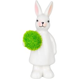 Decoratiune iepuras de Paste MagicHome cu ou verde, 4,7x6x12,7 cm