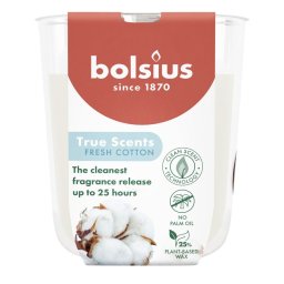 Lumanare parfumata Bolsius True Scents Fresh Cotton în pahar, 25h