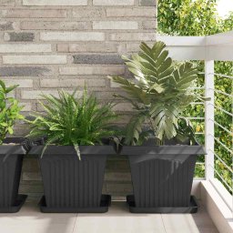 Ghivece pentru plante 6 pcs Negru 43 x 43 x 33,5 cm Plastic GartenMobel Dekor