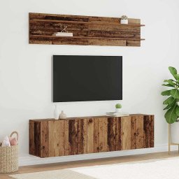 Unitati TV Pe perete 6 pcs Lemn vechi Lemn compozit GartenMobel Dekor