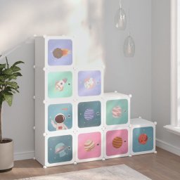 Dulap de depozitare cub pentru copii cu 10 cuburi, alb, PP GartenMobel Dekor