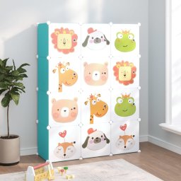 Dulap de depozitare cub pentru copii, 12 cuburi, verde, PP GartenMobel Dekor