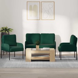 Seturi de canapele 3 pcs Verde închis 115 x 56 x 80 cm placaj GartenMobel Dekor