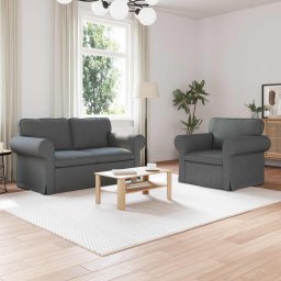 Set de canapea 2 pcs Gri închis 155 x 82 x 80 cm tesatura GartenMobel Dekor
