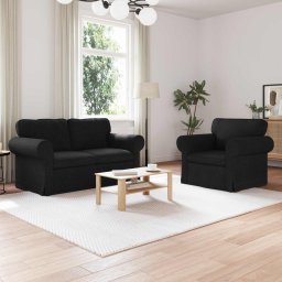 Set de canapea 2 pcs Negru 155 x 82 x 80 cm tesatura GartenMobel Dekor