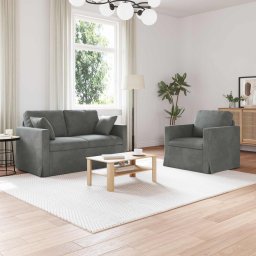 Set de canapea 2 pcs Gri închis 138 x 78 x 80 cm Catifea GartenMobel Dekor