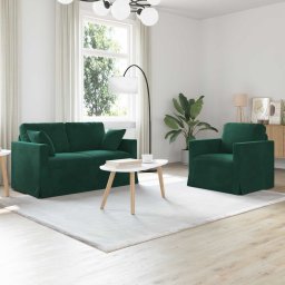 Set de canapea 2 pcs Verde închis 138 x 78 x 80 cm Catifea GartenMobel Dekor