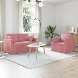 Set de canapea 2 pcs Roz 138 x 78 x 80 cm Catifea GartenMobel Dekor