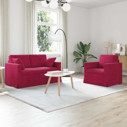 Set de canapea 2 pcs Rosu Vin 138 x 78 x 80 cm Catifea GartenMobel Dekor
