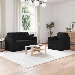 Set de canapea 2 pcs Negru 138 x 78 x 80 cm Catifea GartenMobel Dekor