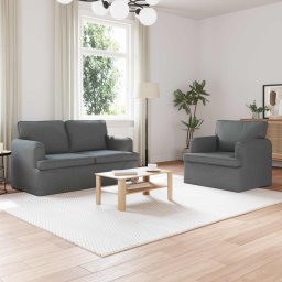 Set de canapea 2 pcs Gri închis 144 x 80 x 85 cm tesatura GartenMobel Dekor