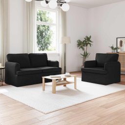 Set de canapea 2 pcs Negru 144 x 80 x 85 cm tesatura GartenMobel Dekor