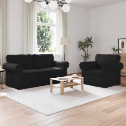Set de canapea 2 pcs Negru 175 x 82 x 80 cm tesatura GartenMobel Dekor