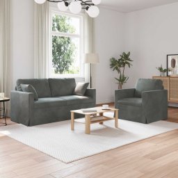 Set de canapea 2 pcs Gri închis 158 x 78 x 80 cm Catifea GartenMobel Dekor