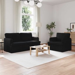 Set de canapea 2 pcs Negru 162 x 80 x 85 cm tesatura GartenMobel Dekor