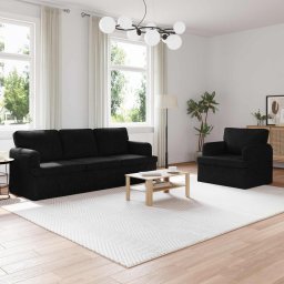 Set de canapea 2 pcs Negru 201 x 80 x 85 cm tesatura GartenMobel Dekor