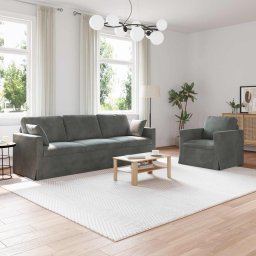 Set de canapea 2 pcs Gri închis 228 x 78 x 80 cm Catifea GartenMobel Dekor