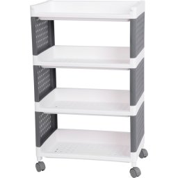 Raft mobil din plastic MagicHome Rolly cu 4 polite si roti, 49x29x75,5 cm