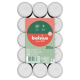 Lumanari pastila Bolsius albe, 6 ore ardere, set 30 bucati