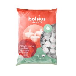 Lumanari pastila Bolsius albe, 4 ore ardere, set 75 bucati