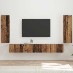 Set Dulap pentru Televizor Montat pe Perete 4 pcs Lemn vechi GartenMobel Dekor