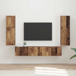 Set comoda TV Pe perete 4 pcs Lemn vechi Lemn compozit GartenMobel Dekor