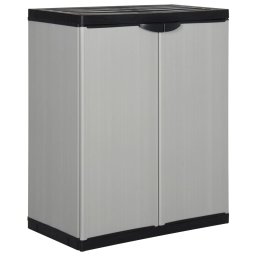 Dulap de depozitare gradina, cu 1 raft, gri/negru, 68x40x85 cm GartenMobel Dekor