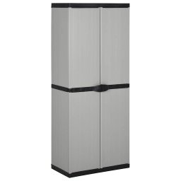 Dulap de depozitare gradina cu 3 rafturi gri/negru 68x40x168 cm GartenMobel Dekor