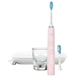 Periuta electrica sonica Philips Sonicare DiamondClean HX9911/29, 62000 miscari/minut, 4 moduri de curatare, 3 intensitati, conectivitate la aplicatie, senzor presiune, functie BrushSync, 1 cap de periere, toc de transport, pahar de incarcare, Roz