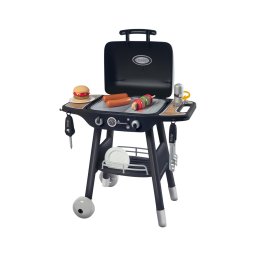 Gratar de jucarie Smoby Grill, cu 18 accesorii, flacari retractabile, roti transport