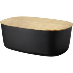 Cutie depozitare paine RIG-TIG BREAD BOX Z00360 - 17006110, Capac din lemn de bambus, Corp din plastic PBT, Capacul poate fi folosit pe post de placa de taiat, L34.5cm, l22.5cm, I13cm, Neagra
