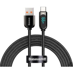CABLU alimentare si date Baseus Display, Fast Charging Data Cable pt. smartphone, USB la USB Type-C 66W, braided, 1m, negru