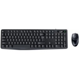Kit tastatura si mouse GENIUS, cu fir, USB, tastatura 104 taste (concave) + mouse optic 1000 dpi, 12 taste multimedia, Butoane-rotite 2-1, Negru, "KM-170" "31330006401
