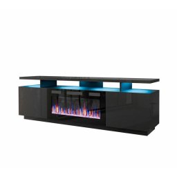 Comoda TV, Cama Meble, PAL-MDF, 40x52x180cm, Semineu electric inclus, Gri inchis