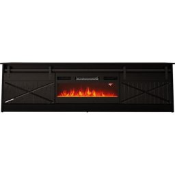 Comoda TV, Cama Meble Granero, PAL-MDF, 35x56.7x200cm, Semineu electric inclus, Negru