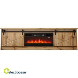 Comoda TV Cama Meble Granero, PAL-MDF, 35x56.7x200cm, Semineu electric inclus, Maro-Stejar