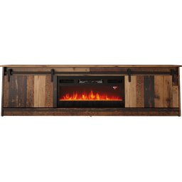 Comoda TV, Cama Meble Granero, PAL-MDF, 35x56.7x200cm, Semineu electric inclus, Maro