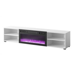 Comoda cu semineu electric, Cama Meble, PAL, 180x33x39cm, Alb-Negru