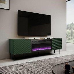 Comoda TV cu semineu electric Cama Meble Onda, 180.5x40x58.39cm, PAL-MDF, Verde