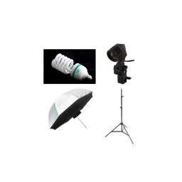 Kit lumini videochat cu bec si umbrela tip softbox difuzie fata 84cm