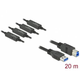 Cablu USB 3.2 Gen 1-A la USB-B activ T-T 20m Negru, Delock 85382