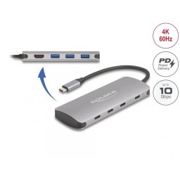 Adaptor USB 3.2 type C la HDMI + 3 x USB-A + 3 x USB-C + PD 90W, Delock 64323