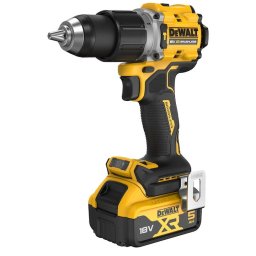 Masina compacta de gaurit si insurubat cu percutie (bormasina) pe acumulator DeWALT DCD805P2T, Motor fara perii, 18V XR, Cuplu 90 Nm, Mandrina 13 mm, 2 acumulatori 5 Ah Li-Ion, Include incarcator rapid, Cutie transport din plastic TSTAK