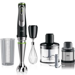 Mixer vertical Braun MQ9138XI, 1200 W, viteza variabila SmartSpeed, Tocator 500ml, Pahar gradat 600 ml, Rasnita cafea/condimente, Tel, Negru