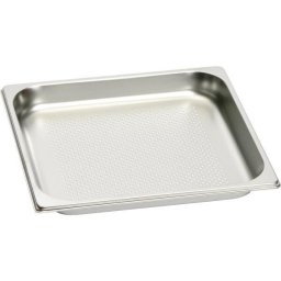 Tava mare perforata GAGGENAU Large Perforated Stainless Steel Pan GN124230 - 00742963, Gastronorm insert GN2/3, L35.5cm, l32.5cm, Adancime 4cm, Volum 3 litri, Inox, Pentru cuptoare cu aburi